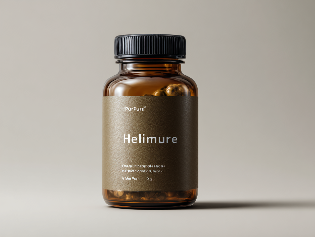 Helimure természetes parazitatisztító kapszulák doboza, professzionális csomagolásban, zöld színvilággal, amelyek segítik a szervezet lágy és fokozatos tisztítását parazitáktól